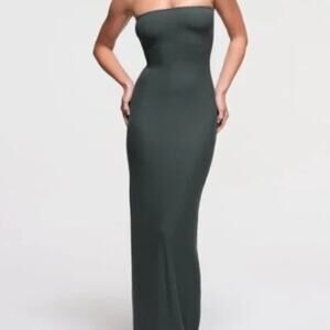 skims fits everybody cut out dress Wine Red Halter Maxi Dress with Contoured Fit main image 1